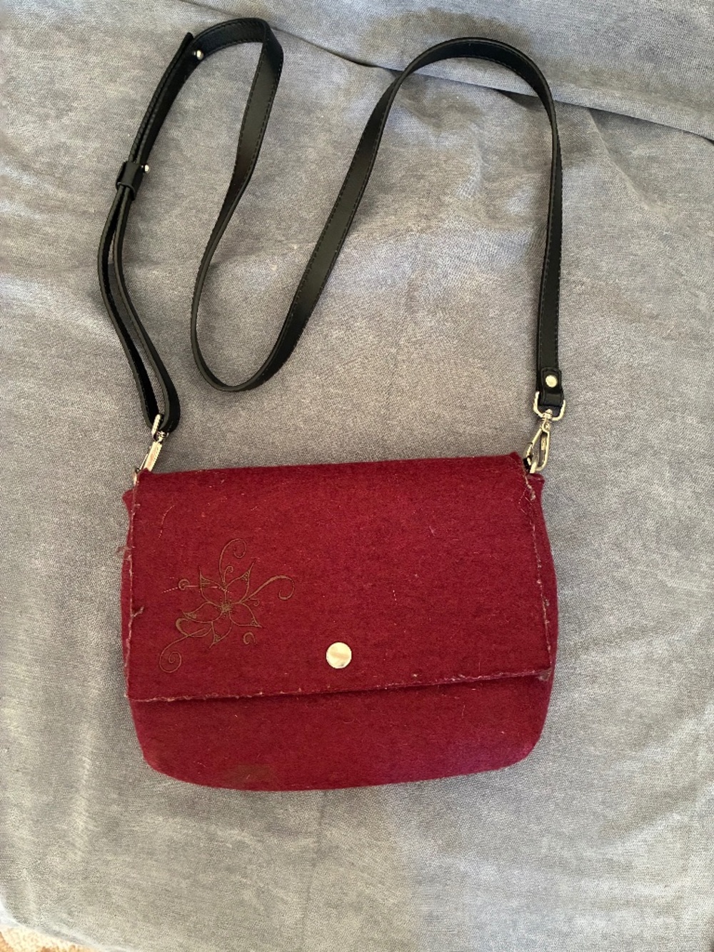 embroidered felt bag